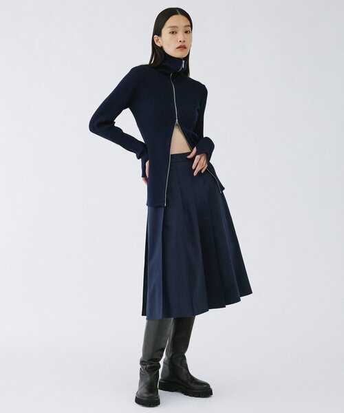 UNFORM（アンフォーム）の「【2026AW Debut】【UNFORM】カシミヤ混ジップリブニット（ニット/セーター・レディース・ネイビー/ブラック/チャコールグレー/アイボリー・FREE）」の6枚目の写真