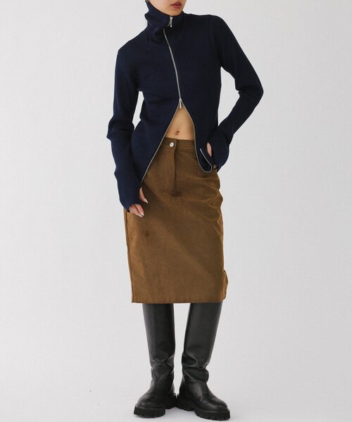 UNFORM（アンフォーム）の「【2026AW Debut】【UNFORM】カシミヤ混ジップリブニット（ニット/セーター・レディース・ネイビー/ブラック/チャコールグレー/アイボリー・FREE）」の8枚目の写真