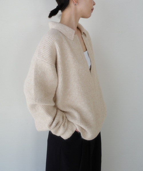 select MOCA by son(セレクトモカバイソン)の「スキッパーリブニットトップス【by SON】(ニット/セーター・レディース・ベージュ/ブラウン/ブラック・FREE)」の16枚目の写真