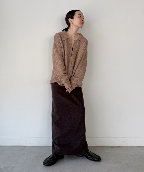 select MOCA by son(セレクトモカバイソン)の「スキッパーリブニットトップス【by SON】(ニット/セーター・レディース・ベージュ/ブラウン/ブラック・FREE)」の9枚目の写真