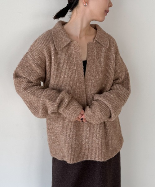select MOCA by son(セレクトモカバイソン)の「スキッパーリブニットトップス【by SON】(ニット/セーター・レディース・ベージュ/ブラウン/ブラック・FREE)」の11枚目の写真