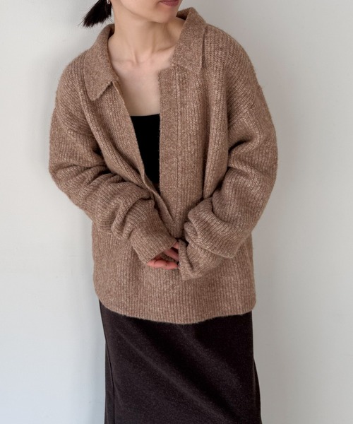 select MOCA by son(セレクトモカバイソン)の「スキッパーリブニットトップス【by SON】(ニット/セーター・レディース・ベージュ/ブラウン/ブラック・FREE)」の13枚目の写真