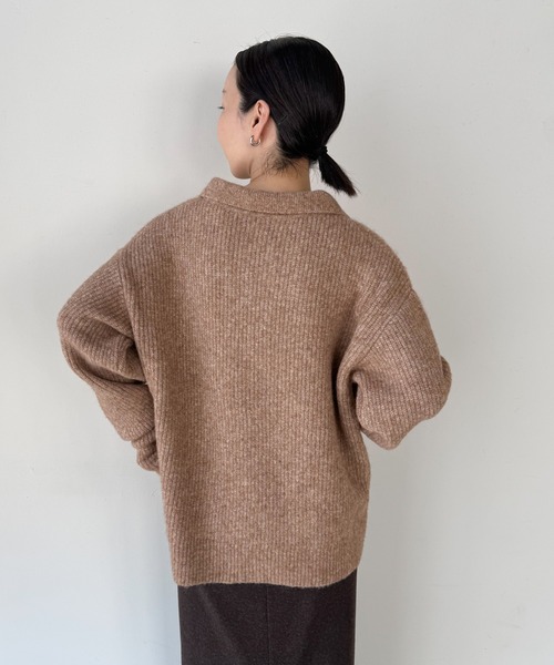 select MOCA by son(セレクトモカバイソン)の「スキッパーリブニットトップス【by SON】(ニット/セーター・レディース・ベージュ/ブラウン/ブラック・FREE)」の10枚目の写真