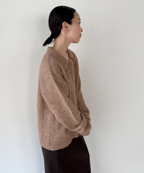 select MOCA by son(セレクトモカバイソン)の「スキッパーリブニットトップス【by SON】(ニット/セーター・レディース・ベージュ/ブラウン/ブラック・FREE)」の12枚目の写真