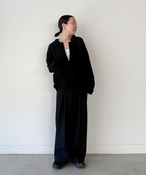 select MOCA by son(セレクトモカバイソン)の「スキッパーリブニットトップス【by SON】(ニット/セーター・レディース・ベージュ/ブラウン/ブラック・FREE)」の6枚目の写真