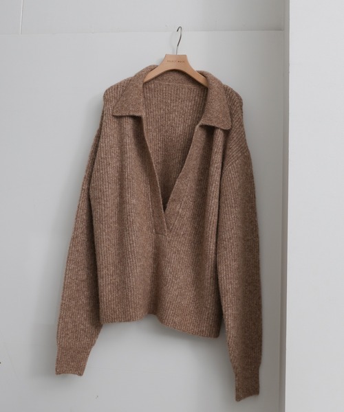 select MOCA by son(セレクトモカバイソン)の「スキッパーリブニットトップス【by SON】(ニット/セーター・レディース・ベージュ/ブラウン/ブラック・FREE)」の14枚目の写真