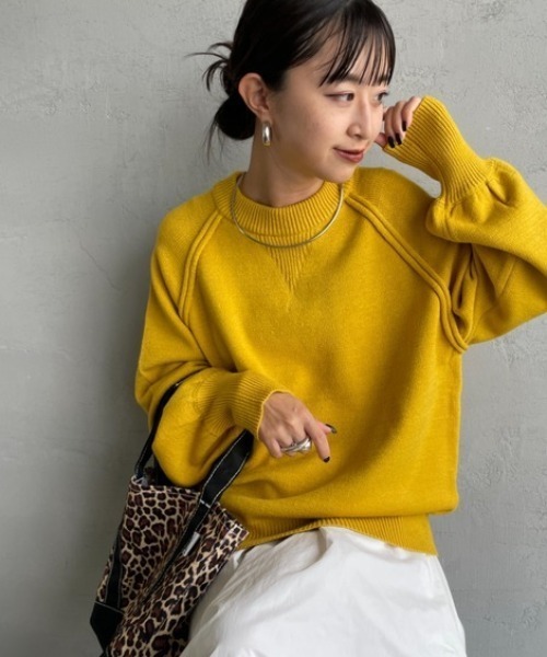 nenom（ネノム）の「【WEB先行予約】[nenom/ネノム] スウェットライクニットプルオーバー（ニット/セーター・レディース・ブラック/ブルー/イエロー/グレー/ベージュ/レッド・F）」の5枚目の写真