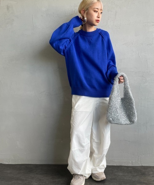 nenom（ネノム）の「【WEB先行予約】[nenom/ネノム] スウェットライクニットプルオーバー（ニット/セーター・レディース・ブラック/ブルー/イエロー/グレー/ベージュ/レッド・F）」の9枚目の写真