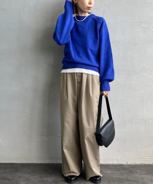 nenom（ネノム）の「【WEB先行予約】[nenom/ネノム] スウェットライクニットプルオーバー（ニット/セーター・レディース・ブラック/ブルー/イエロー/グレー/ベージュ/レッド・F）」の10枚目の写真
