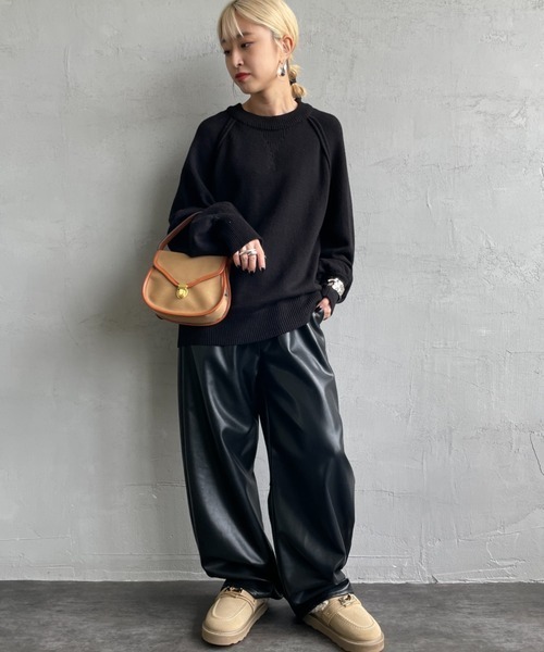 nenom（ネノム）の「【WEB先行予約】[nenom/ネノム] スウェットライクニットプルオーバー（ニット/セーター・レディース・ブラック/ブルー/イエロー/グレー/ベージュ/レッド・F）」の18枚目の写真