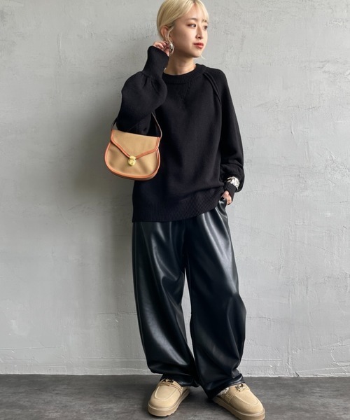 nenom（ネノム）の「【WEB先行予約】[nenom/ネノム] スウェットライクニットプルオーバー（ニット/セーター・レディース・ブラック/ブルー/イエロー/グレー/ベージュ/レッド・F）」の8枚目の写真