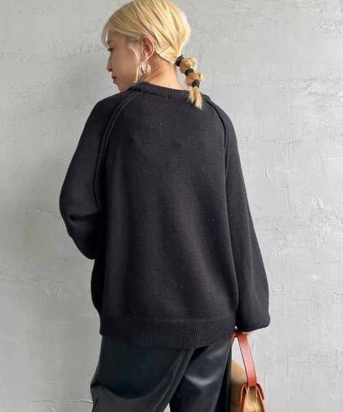 nenom（ネノム）の「【WEB先行予約】[nenom/ネノム] スウェットライクニットプルオーバー（ニット/セーター・レディース・ブラック/ブルー/イエロー/グレー/ベージュ/レッド・F）」の17枚目の写真