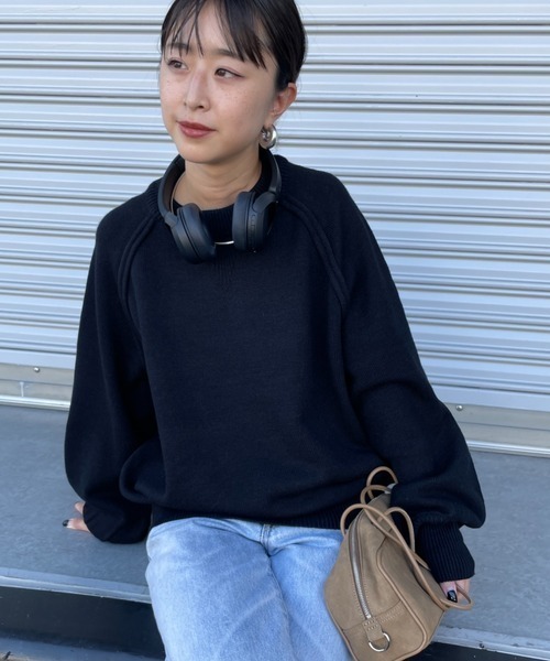 nenom（ネノム）の「【WEB先行予約】[nenom/ネノム] スウェットライクニットプルオーバー（ニット/セーター・レディース・ブラック/ブルー/イエロー/グレー/ベージュ/レッド・F）」の13枚目の写真