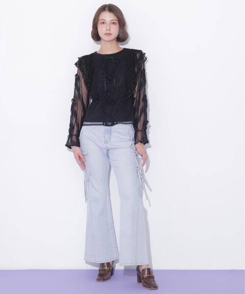JILL by JILL STUART（ジルバイジルスチュアート）の「立体レースフリルブラウス（シャツ/ブラウス・レディース・ホワイト/ブラック・FREE）」の8枚目の写真