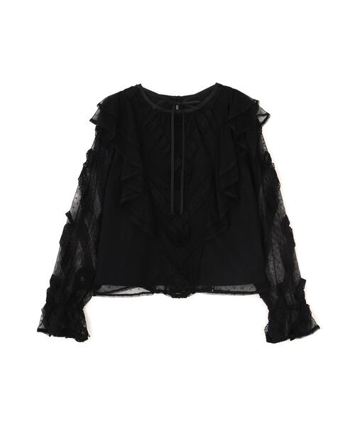 JILL by JILL STUART（ジルバイジルスチュアート）の「立体レースフリルブラウス（シャツ/ブラウス・レディース・ホワイト/ブラック・FREE）」の3枚目の写真