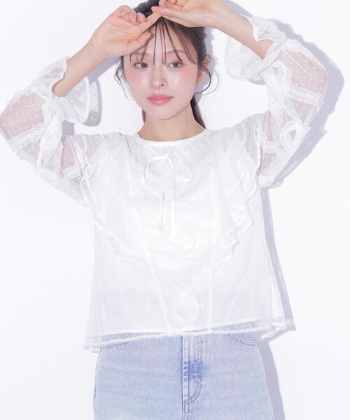 JILL by JILL STUART（ジルバイジルスチュアート）の「立体レースフリルブラウス（シャツ/ブラウス・レディース・ホワイト/ブラック・FREE）」の20枚目の写真