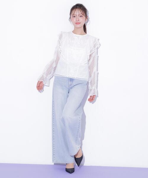 JILL by JILL STUART（ジルバイジルスチュアート）の「立体レースフリルブラウス（シャツ/ブラウス・レディース・ホワイト/ブラック・FREE）」の22枚目の写真