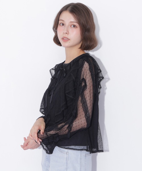 JILL by JILL STUART（ジルバイジルスチュアート）の「立体レースフリルブラウス（シャツ/ブラウス・レディース・ホワイト/ブラック・FREE）」の15枚目の写真