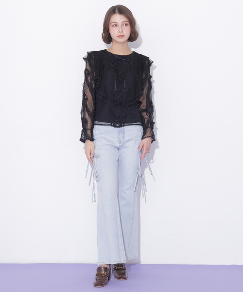JILL by JILL STUART（ジルバイジルスチュアート）の「立体レースフリルブラウス（シャツ/ブラウス・レディース・ホワイト/ブラック・FREE）」の16枚目の写真