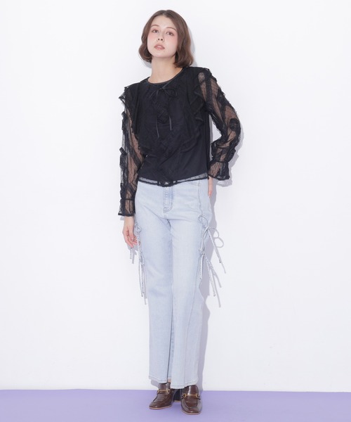 JILL by JILL STUART（ジルバイジルスチュアート）の「立体レースフリルブラウス（シャツ/ブラウス・レディース・ホワイト/ブラック・FREE）」の17枚目の写真