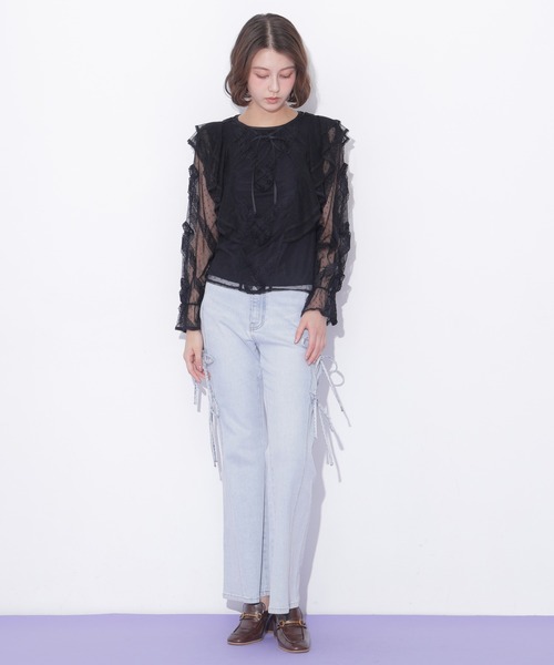 JILL by JILL STUART（ジルバイジルスチュアート）の「立体レースフリルブラウス（シャツ/ブラウス・レディース・ホワイト/ブラック・FREE）」の18枚目の写真