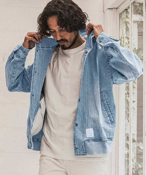 wjk reluxe（ダブルジェーケーリラックス）の「mpa4184- Denim Hoodie デニムパーカー(WR26W-18)（パーカー・メンズ・ブルー系その他/ライトインディゴブルー/ブラック系その他・L/M/S）」の5枚目の写真