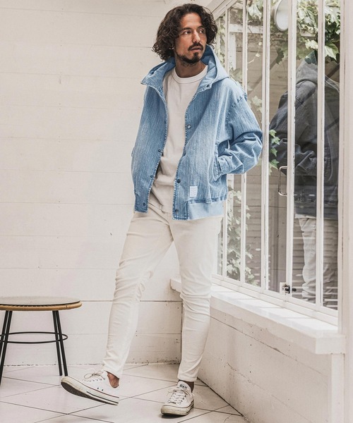 wjk reluxe（ダブルジェーケーリラックス）の「mpa4184- Denim Hoodie デニムパーカー(WR26W-18)（パーカー・メンズ・ブルー系その他/ライトインディゴブルー/ブラック系その他・L/M/S）」の7枚目の写真