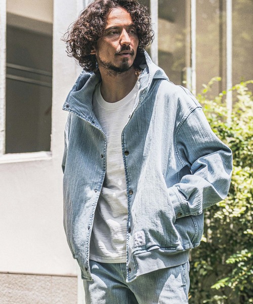wjk reluxe（ダブルジェーケーリラックス）の「mpa4184- Denim Hoodie デニムパーカー(WR26W-18)（パーカー・メンズ・ブルー系その他/ライトインディゴブルー/ブラック系その他・L/M/S）」の10枚目の写真
