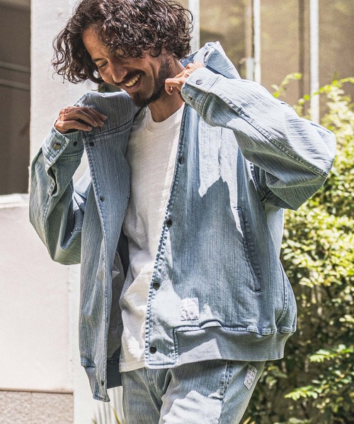 wjk reluxe（ダブルジェーケーリラックス）の「mpa4184- Denim Hoodie デニムパーカー(WR26W-18)（パーカー・メンズ・ブルー系その他/ライトインディゴブルー/ブラック系その他・L/M/S）」の11枚目の写真