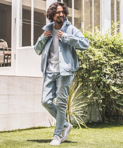wjk reluxe（ダブルジェーケーリラックス）の「mpa4184- Denim Hoodie デニムパーカー(WR26W-18)（パーカー・メンズ・ブルー系その他/ライトインディゴブルー/ブラック系その他・L/M/S）」の12枚目の写真