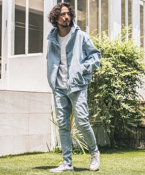 wjk reluxe（ダブルジェーケーリラックス）の「mpa4184- Denim Hoodie デニムパーカー(WR26W-18)（パーカー・メンズ・ブルー系その他/ライトインディゴブルー/ブラック系その他・L/M/S）」の13枚目の写真
