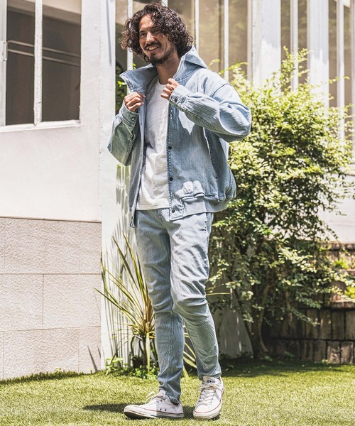 wjk reluxe（ダブルジェーケーリラックス）の「mpa4184- Denim Hoodie デニムパーカー(WR26W-18)（パーカー・メンズ・ブルー系その他/ライトインディゴブルー/ブラック系その他・L/M/S）」の14枚目の写真