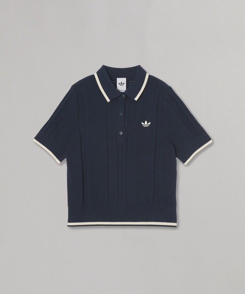 adidas(アディダス)の「CABLE KNIT CALI TEE POLO KR7059(ニット/セーター・レディース・ネイビー・SMALL/MEDIUM/LARGE)」の1枚目の写真