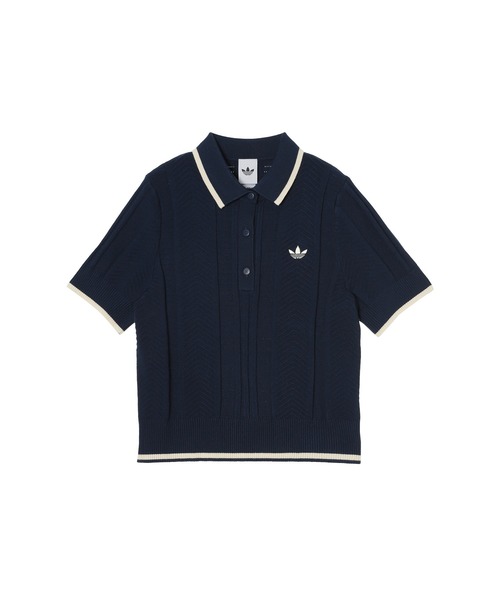 adidas(アディダス)の「CABLE KNIT CALI TEE POLO KR7059(ニット/セーター・レディース・ネイビー・SMALL/MEDIUM/LARGE)」の2枚目の写真