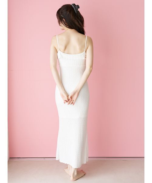 SNIDEL HOME（スナイデルホーム）の「クロシェカップインニットワンピース（ルームウェア/パジャマ・レディース・ピンク/ブラック/ホワイト・F）」の8枚目の写真