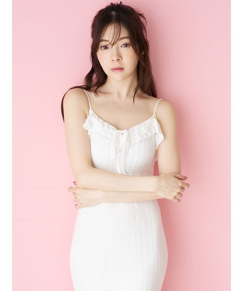 SNIDEL HOME（スナイデルホーム）の「クロシェカップインニットワンピース（ルームウェア/パジャマ・レディース・ピンク/ブラック/ホワイト・F）」の16枚目の写真