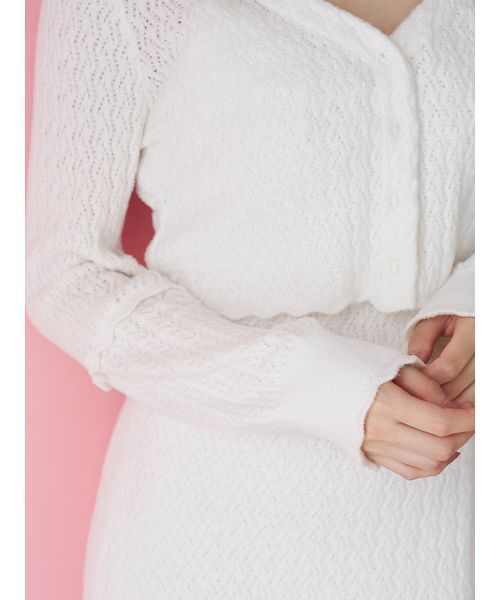 SNIDEL HOME（スナイデルホーム）の「クロシェカップインニットワンピース（ルームウェア/パジャマ・レディース・ピンク/ブラック/ホワイト・F）」の9枚目の写真