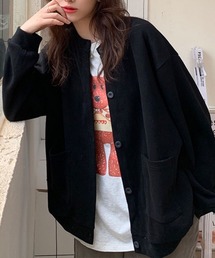 ポケット付スウェットカーディガン