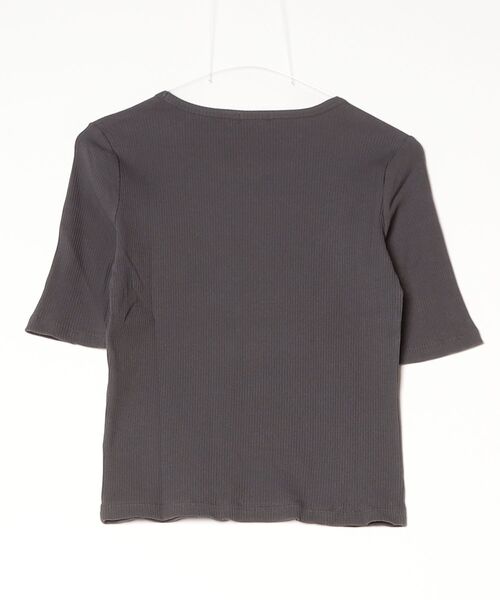 TIGORA(ティゴラ)の「ティゴラ TIGORA ストレッチリブ5分袖シャツ(Tシャツ/カットソー・レディース・ダークブラウン/ライトベージュ/チャコールグレー・S/XL)」の7枚目の写真