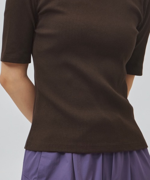 TIGORA(ティゴラ)の「ティゴラ TIGORA ストレッチリブ5分袖シャツ(Tシャツ/カットソー・レディース・ダークブラウン/ライトベージュ/チャコールグレー・S/XL)」の17枚目の写真