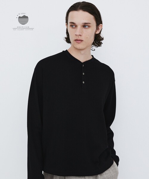 UNITED TOKYO(ユナイテッドトウキョウ)の「【幻のコットン】SEA ISLAND COTTON THERMAL HENRY LSTEE |ヘンリー/高級コットン/ヨレ防止/シワ防止/洗える/耐久性/長年着用可能(Tシャツ/カットソー・メンズ・グレイッシュベージュ/ブラック/ダークグレー/オフホワイト・1/2)」の1枚目の写真