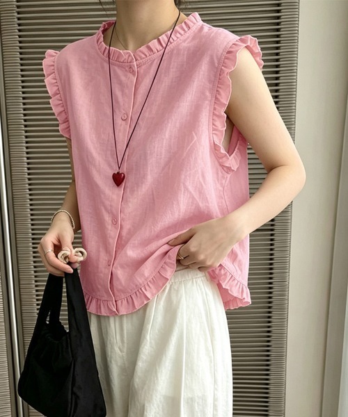 ONEP STAR(ワンピスター)の「前後2WAYフリルノースリーブブラウス(シャツ/ブラウス・レディース・ピンク・X-LARGE/LARGE/MEDIUM)」の15枚目の写真
