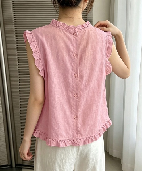 ONEP STAR(ワンピスター)の「前後2WAYフリルノースリーブブラウス(シャツ/ブラウス・レディース・ピンク・X-LARGE/LARGE/MEDIUM)」の7枚目の写真