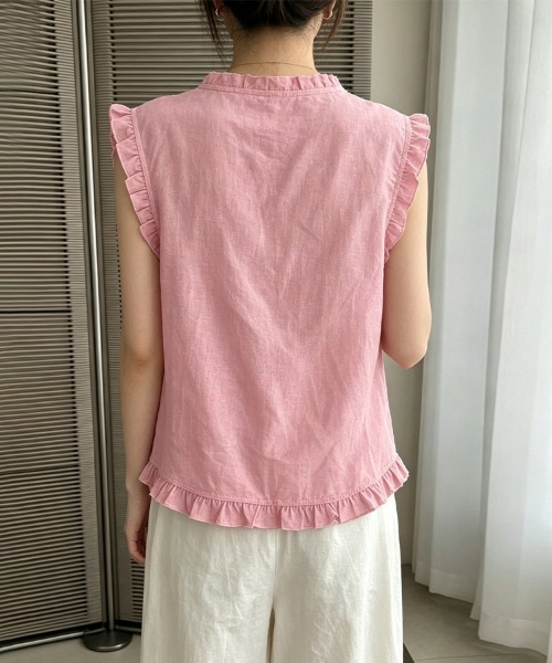 ONEP STAR(ワンピスター)の「前後2WAYフリルノースリーブブラウス(シャツ/ブラウス・レディース・ピンク・X-LARGE/LARGE/MEDIUM)」の8枚目の写真