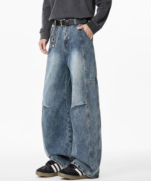 WESTBOY(ウエストボーイ)の「Y2K ヴィンテージウォッシュ パネル切り替え ワイドデニムパンツ WO26W7PT17(デニムパンツ・メンズ・ライトブルー/ブルー・L/M/XL)」の1枚目の写真