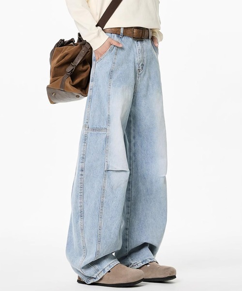 WESTBOY(ウエストボーイ)の「Y2K ヴィンテージウォッシュ パネル切り替え ワイドデニムパンツ WO26W7PT17(デニムパンツ・メンズ・ライトブルー/ブルー・L/M/XL)」の4枚目の写真