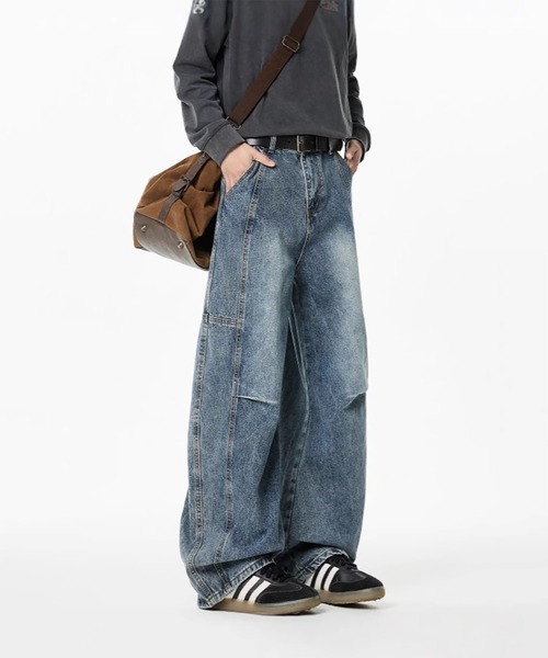 WESTBOY(ウエストボーイ)の「Y2K ヴィンテージウォッシュ パネル切り替え ワイドデニムパンツ WO26W7PT17(デニムパンツ・メンズ・ライトブルー/ブルー・L/M/XL)」の13枚目の写真