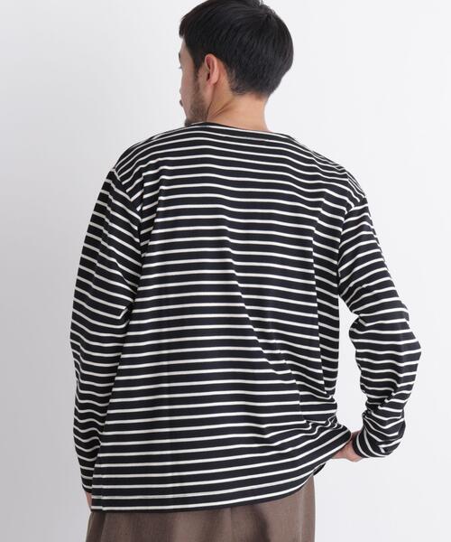 NANO universe(ナノユニバース)の「ボーダーバスクTシャツ 長袖(Tシャツ/カットソー・メンズ・ホワイト/ブラック・L/M/S)」の5枚目の写真