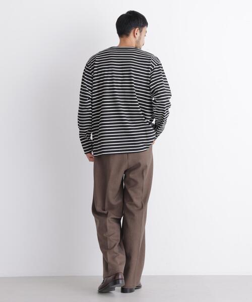 NANO universe(ナノユニバース)の「ボーダーバスクTシャツ 長袖(Tシャツ/カットソー・メンズ・ホワイト/ブラック・L/M/S)」の9枚目の写真