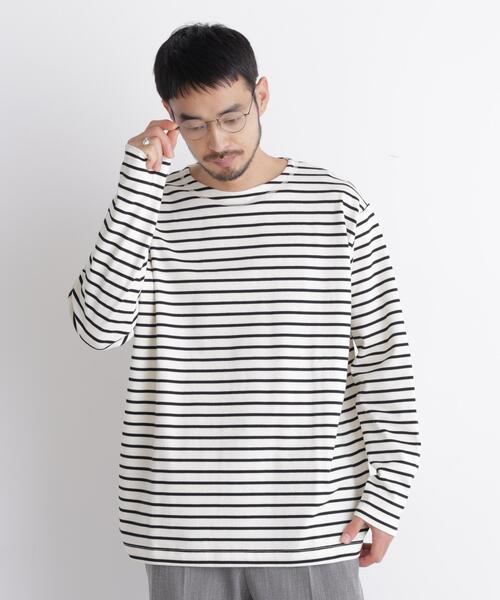 NANO universe(ナノユニバース)の「ボーダーバスクTシャツ 長袖(Tシャツ/カットソー・メンズ・ホワイト/ブラック・L/M/S)」の10枚目の写真